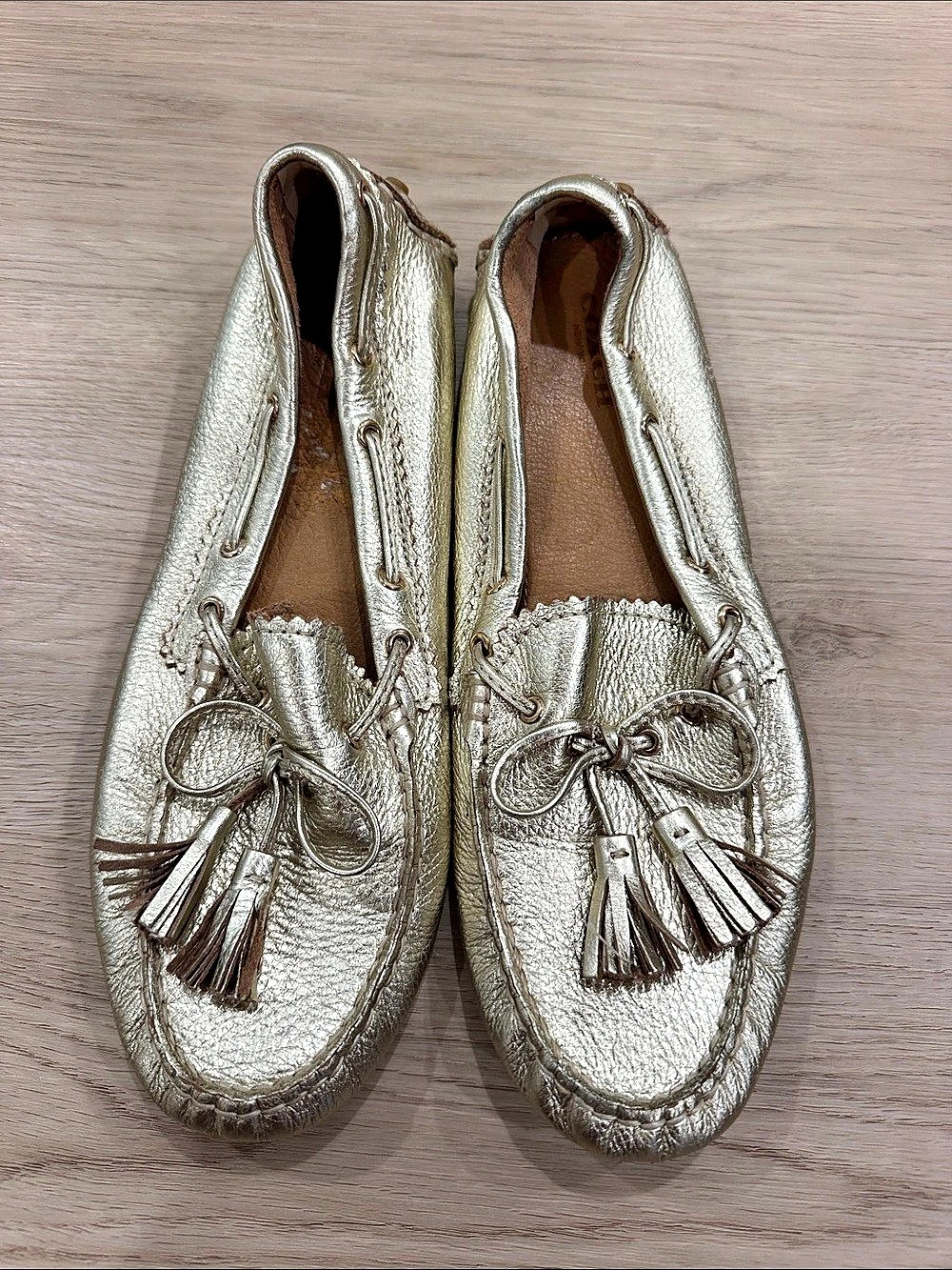 Coach Caroline Tassel Driving Moccasin Gold US 9